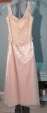 Two piece, S 5/6, Scala, hand beaded dress, blush colored formal.  Bust: 35.5; Waist 27; Hips 38.5.