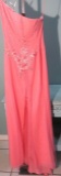 Size 2, Xtreme evening dress, pretty pink with delicate flowers,  strapless.  Bust: 33; Waist 24.5;