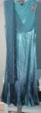 L Komarov, Marine Night Ombre party dress with scarf, fits size 10/12.  New with tags.
