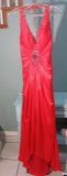 Riva Designs special occasion dress, size 2, stunning red, halter style.  Bust 33; Waist 25; Hips 36