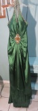 Riva Design special occasion dresss, size 4, emerald green, halter style.  Bust 34; Waist 26; Hips 3
