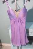 LaFemme, size 2, short party dress, lavender with rhinestones.  New, missing tag. Bust 34; Waist 26;