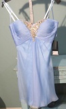 LaFemme, size 2, short party dress, cloud blue with rhinestones.  New,with tags. Bust 34; Waist 26;
