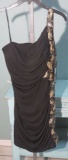 LaFemme, size 0, short party dress, black and gold.  New with tags.  Bust 33: Waist 25; Hips 36.