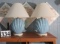 Quantity of 2 ceramic shell lamps with shades