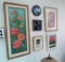 Group of floral pictures, Oil on board, oil on canvas, prints, ceramic