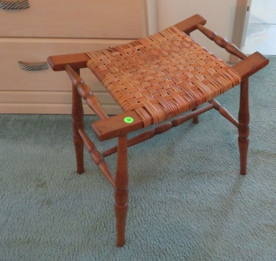 Spindle, wicker and wooden stool 18' tall