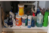 Kitchen cleaning supplies under sink