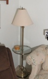 Floor lamp with glass table