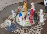 Mirror tray with angels, birds, and kitty cats miniatures