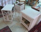 group of wicker pieces two lamp table plant stand