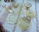 8 piece collection of Vaseline glass, including 10'' serving tray