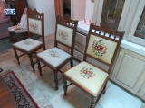 Vintage matching needle point chairs, walnut finish