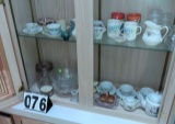 Mixed collectible glassware, 35 pieces in the built-in china cabinet