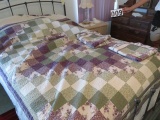 Quilt, spread with two shams- full size (Stain on underside)