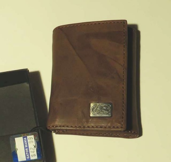 Eagles Wings Gator Head logo trifold genuine leather billfold