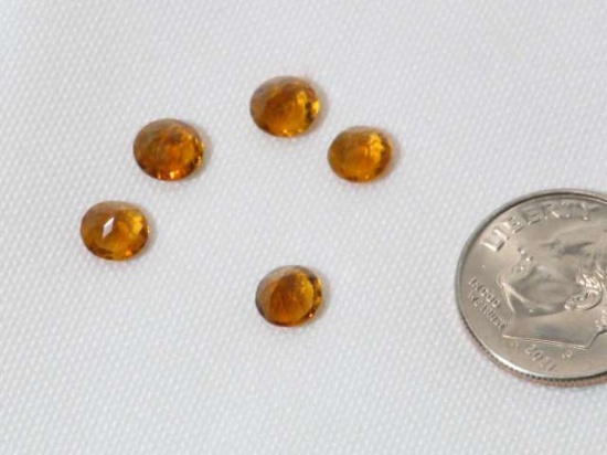 round mixed cut golden orange citrine total wgt of all six 2.66 cts 5.6mm diameter