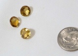 round mixed cut light golden orange citrine total wgt of all three 4.4 cts 7mm diameter