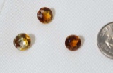 round mixed cut light golden orange citrine total wgt of all three 3.45 cts 7mm diameter