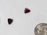 dark red trillion cut garnets 1.9ct total for both stones
