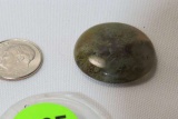 round cabochon cut agate 25mm diameter opaque light green and red