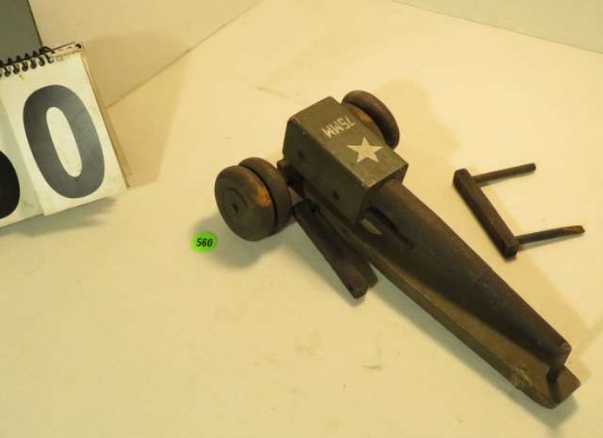 Homemade Wood Model Trailer-Mounted Cannon - rough shape needs reassembly