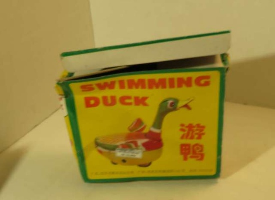 Wind Up tin Swimming Duck in original box
