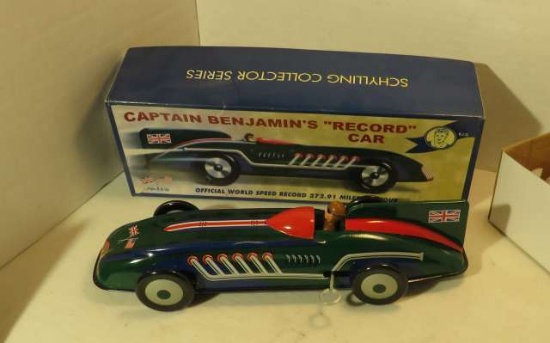 Captain Benjamins Record Car by Schylling in original box - tin wind up (11 " long)