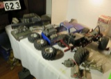 Off Road Radio Controlled Cars - assorted parts, quick charger, chassis, tires & wheels, extra motor