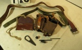 Leather Ammo Case and Cleaning Equipment in a Pouch, Canvas Strap and 38