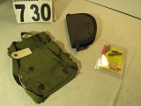 Military Surplus Ammo Pouch, Canvas Pistol Holder and Pack of 9mm Luger Snap Caps