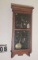 oak wall clock case converted to shadow box with small collectibles 14.5 x 5 x 34