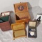 group of 4 vintage wood cigar boxes trinket or jewelry boxes
