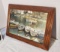 framed 3 dimensional picture of boats in the harbor 13 1/2 high x 19