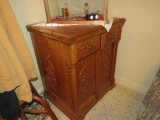 antique ornate oak chest from sewing machine cabinet