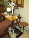 antique cast iron floor lamp with twisted metal stand
