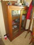 antique oak 2 door display cabinet