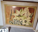 framed print of cat tails and lilies 28 1/2