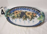 oval ceramic brightly decorated with flowers 12 1/2 wide x 19