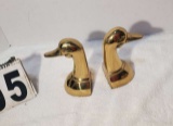 pair brass duck head book ends