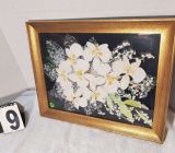 framed dried and pressed flowers 14 1/2