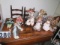 mixed dolls and rocking ;chair with 2 bears