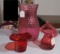 Murano jack in t he pulpit and red glass vase plus large pink vase