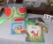 Watermelon painted tub with 6 Disney books