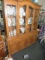 2 piece lighted pecan finish china cabinet 62