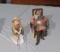 porcelain figurines - boy fishing and drunkard in chair