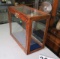 glass table  top display cabinet with wood frame  24