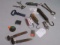 mixed collectible smalls including old scales, rail spikes, clippers, money clip and ice cage tongs