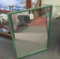 green enameled wood framed mirror  24 x 30