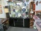 black lacquer display cabinet with lower drawers 61 x 16 x 78h